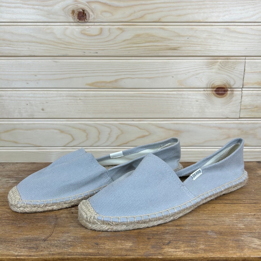 Soludos Dali Canvas Espadrilles Light Blue Slip On Flats Womens Size 8 EU 38.5